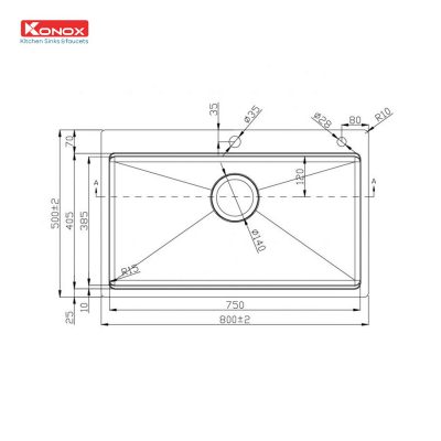 chau-rua-bat-inox-1-ho-konox-topmount-sink-kn8050ts-kich-thuoc