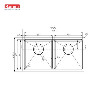 chau-rua-bat-inox-2-ho-konox-undermount-sink-kn8745dub-ky-thuat