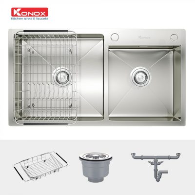 chau-rua-bat-inox-2-ho-konox-overmount-sink-kn8248do-phu-kien