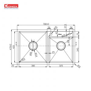 chau-rua-bat-inox-2-ho-konox-overmount-sink-kn7847do-ky-thuat