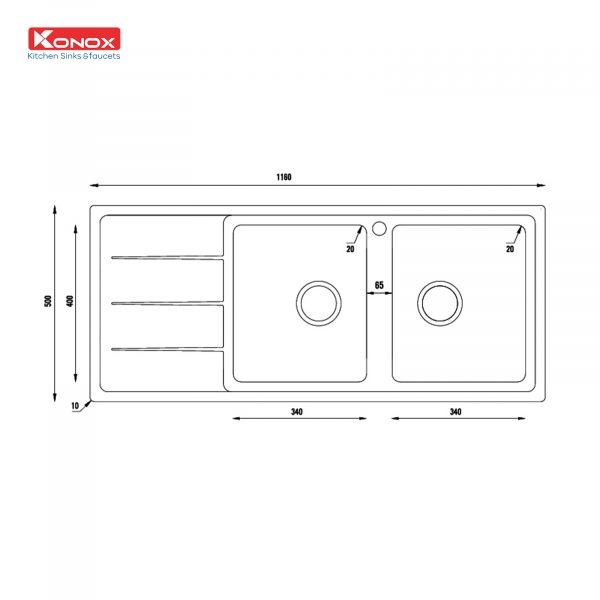 chau-rua-bat-inox-2-ho-1-ban-konox-beta-1160-ban-trai-kich-thuoc-lăp-đat